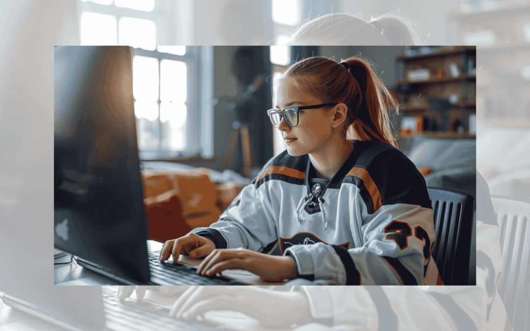 Eishockeyspielerin beim Lernen